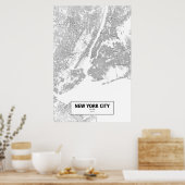 New York City, New York (zwart op wit) Poster (Keuken)