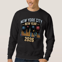 New York City Nieuwjaar 2026 Vuurwerk Silhouet