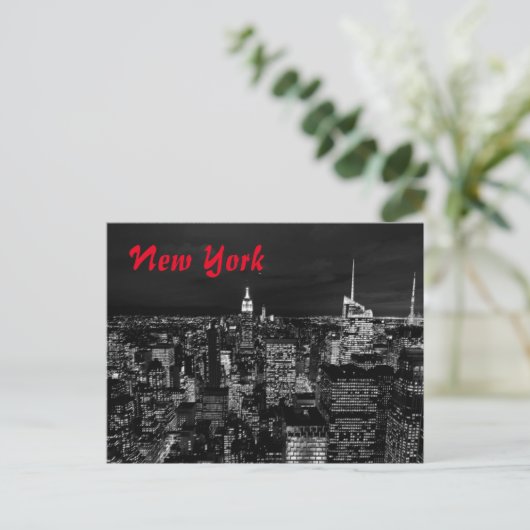New York City Night Black & White Briefkaart (Staand voorkant)