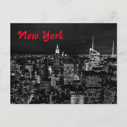 New York City Night Black & White Briefkaart (Voorkant)