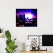 New York City Night Brooklyn Bridge Poster (Thuiskantoor)