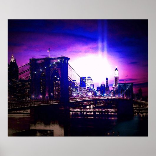 New York City Night Brooklyn Bridge Poster (Voorkant)
