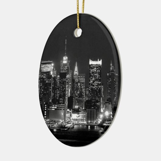 New York City Night Keramisch Ornament (Links)