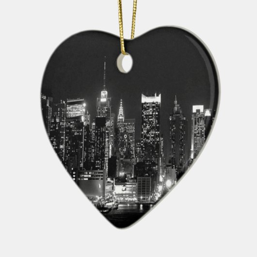 New York City Night Keramisch Ornament (Links)