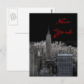 New York City Night Pop Art Script Briefkaart (Voorkant / Achterkant)