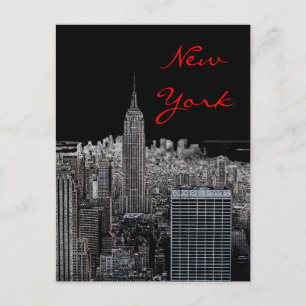 New York City Night Pop Art Script Briefkaart