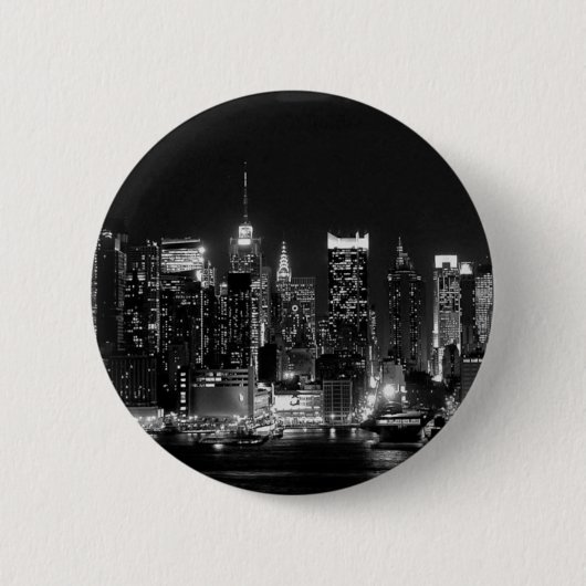 New York City Night Ronde Button 5,7 Cm (Voorkant)