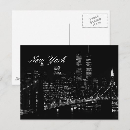 New York City Night Script Briefkaart (Voorkant / Achterkant)