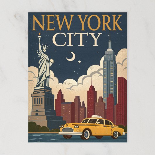 New York City Night Skyline Briefkaart