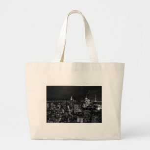 New York City Night Skyline Grote Tote Bag