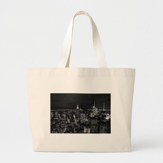 New York City Night Skyline Grote Tote Bag (Voorkant)