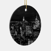 New York City Night Skyline Keramisch Ornament (Rechts)