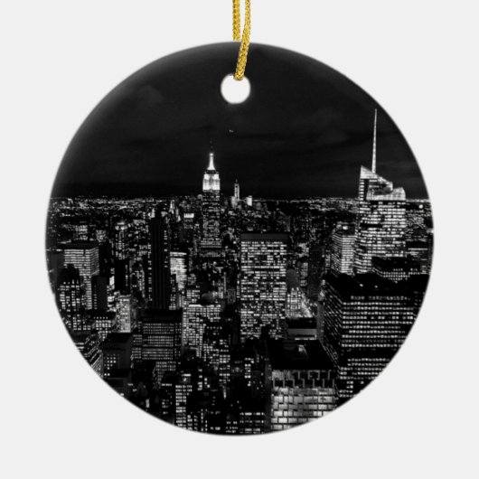 New York City Night Skyline Keramisch Ornament (Voorkant)