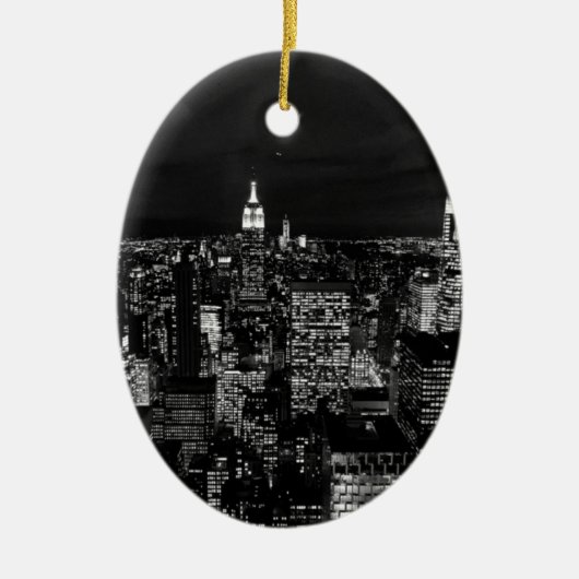 New York City Night Skyline Keramisch Ornament (Voorkant)