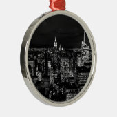 New York City Night Skyline Metalen Ornament (Rechts)