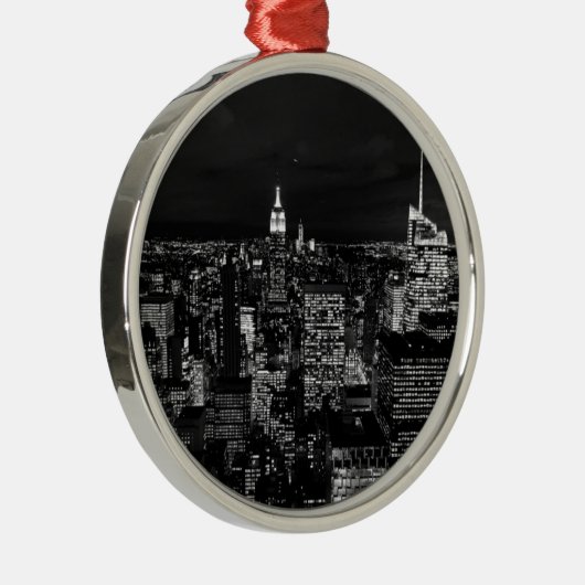 New York City Night Skyline Metalen Ornament (Rechts)