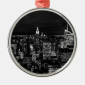 New York City Night Skyline Metalen Ornament (Voorkant)