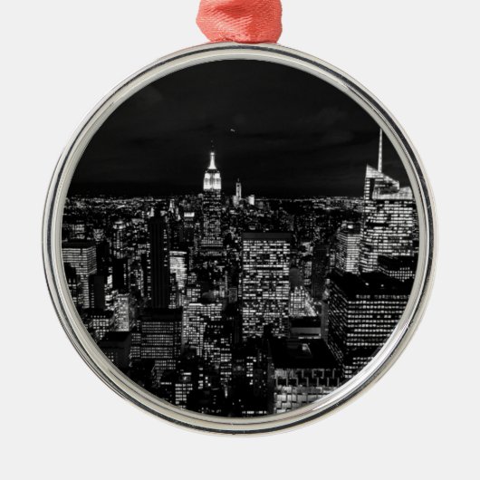 New York City Night Skyline Metalen Ornament (Voorkant)