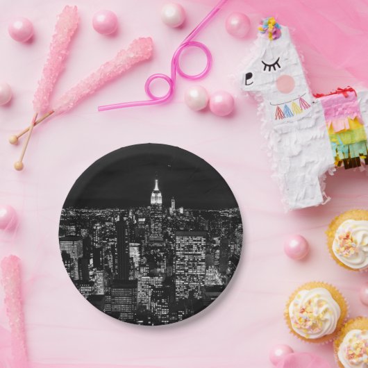 New York City night skyline Papieren Bordje (Feest)