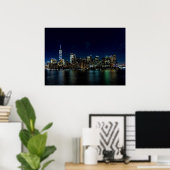 New York City Night Skyline Poster (Thuiskantoor)