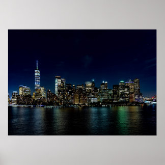 New York City Night Skyline Poster