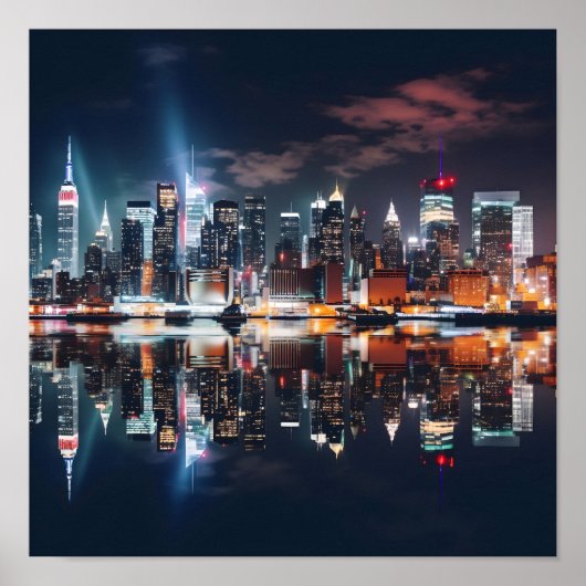 New York City Night Skyline Poster (Voorkant)
