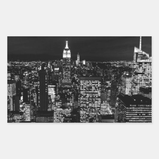 New York City Night Skyline Rechthoekige Sticker (Voorkant)