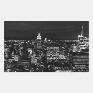 New York City Night Skyline Rechthoekige Sticker