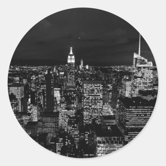 New York City Night Skyline Ronde Sticker (Voorkant)