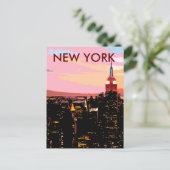 New York City Night Uitzicht Paint  Briefkaart (Staand voorkant)
