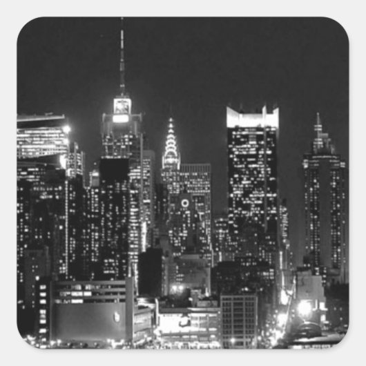 New York City Night Vierkante Sticker (Voorkant)