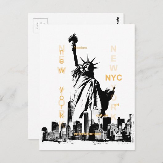 New York City Ny Nyc Vrijheidsbeeld Briefkaart (Voorkant / Achterkant)