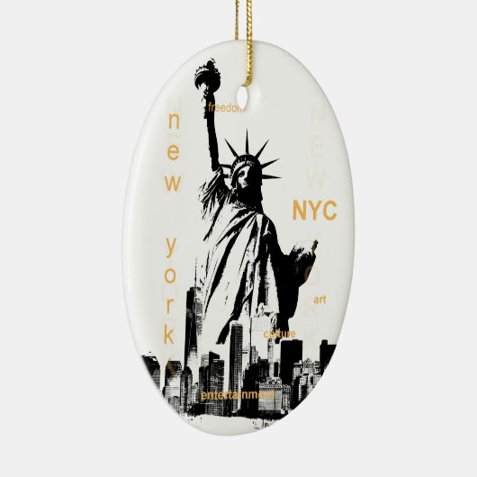 New York City Ny Nyc Vrijheidsbeeld Keramisch Ornament (Rechts)