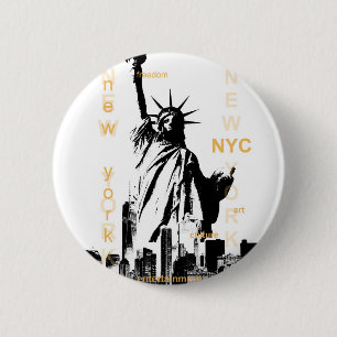 New York City Ny Nyc Vrijheidsbeeld Ronde Button 5,7 Cm