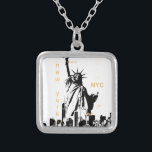 New York City Ny Nyc Vrijheidsbeeld Zilver Vergulden Ketting<br><div class="desc">New York City Ny Nyc Vrijheidsbeeld</div>
