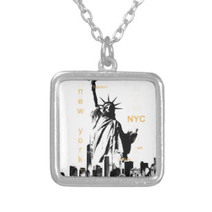 New York City Ny Nyc Vrijheidsbeeld Zilver Vergulden Ketting