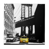 New York City Ny Nyc Yellow Taxi Brooklyn Bridge Tegeltje (Voorkant)