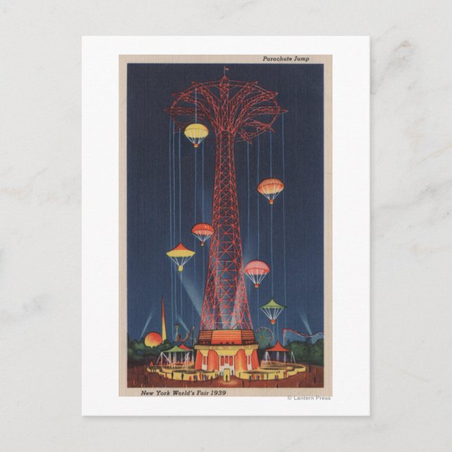 New York City, NY - Parachute Jump bij World's Briefkaart (Voorkant)