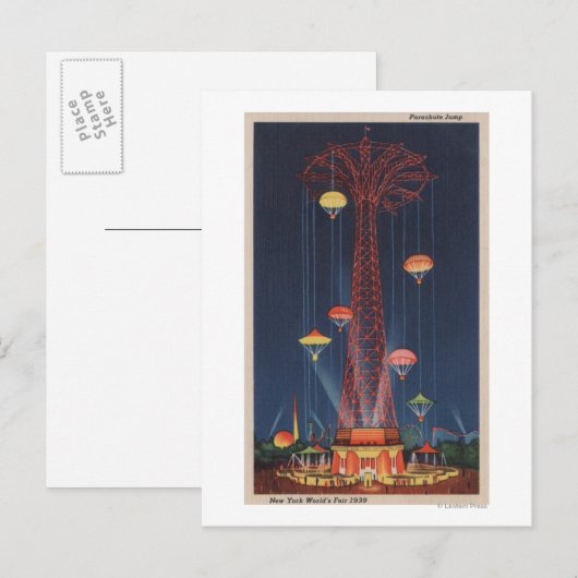 New York City, NY - Parachute Jump bij World's Briefkaart (Voorkant / Achterkant)