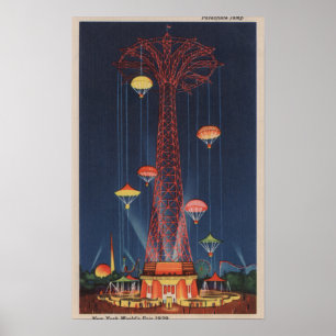New York City, NY - Parachute Jump bij World's Poster
