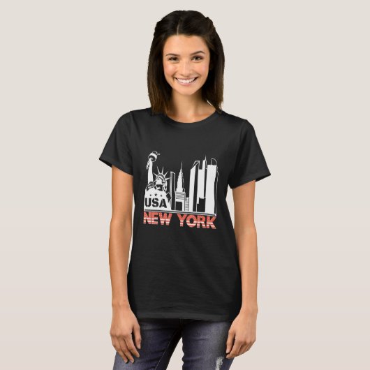 New York City Ny Skyline Statue of Liberty Buildin T-shirt (Voorkant volledig)