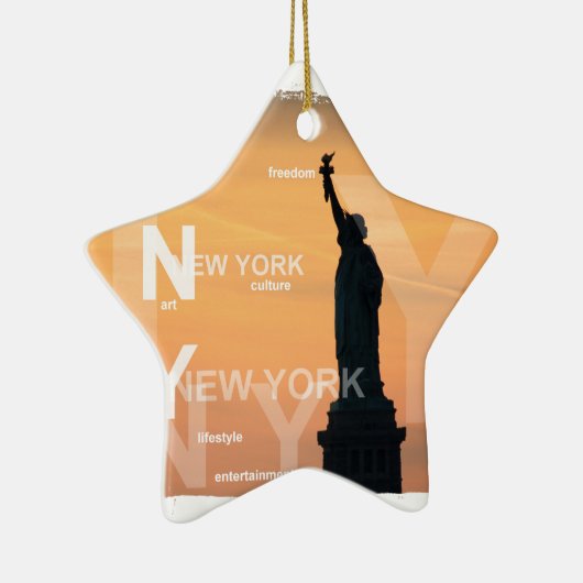 new york city ny standbeeld van vrijheid vs keramisch ornament (Rechts)