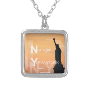 new york city ny standbeeld van vrijheid vs zilver vergulden ketting