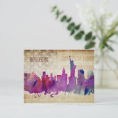 New York City, NY | Waterverf City Skyline Briefkaart (Staand voorkant)