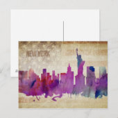 New York City, NY | Waterverf City Skyline Briefkaart (Voorkant / Achterkant)