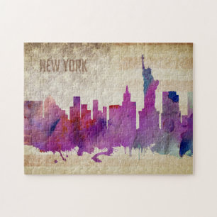 New York City, NY   Waterverf City Skyline Legpuzzel
