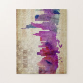 New York City, NY | Waterverf City Skyline Legpuzzel (Verticaal)
