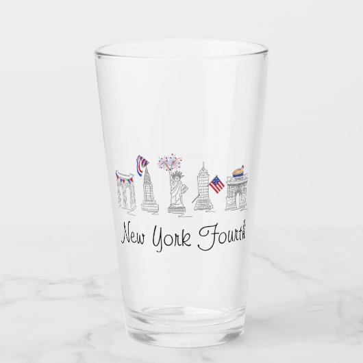 New York City NYC 4e juli Landmarks Glas (Voorkant)