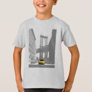 New York City Nyc Brooklyn Bridge Yellow Taxi Boys T-shirt