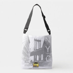 New York City Nyc Brooklyn Bridge Yellow Taxi Crossbody Tas